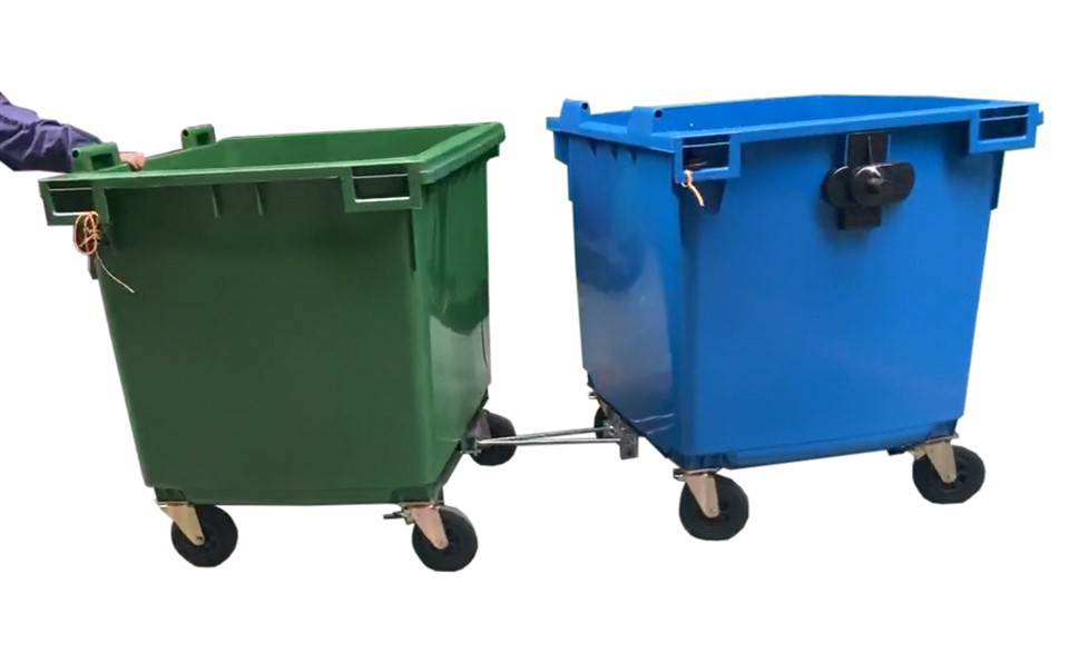 660L og 1100L utendørs søppeldunker med tilhengerkrok